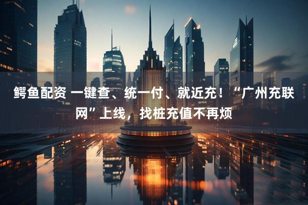 鳄鱼配资 一键查、统一付、就近充！“广州充联网”上线，找桩充值不再烦